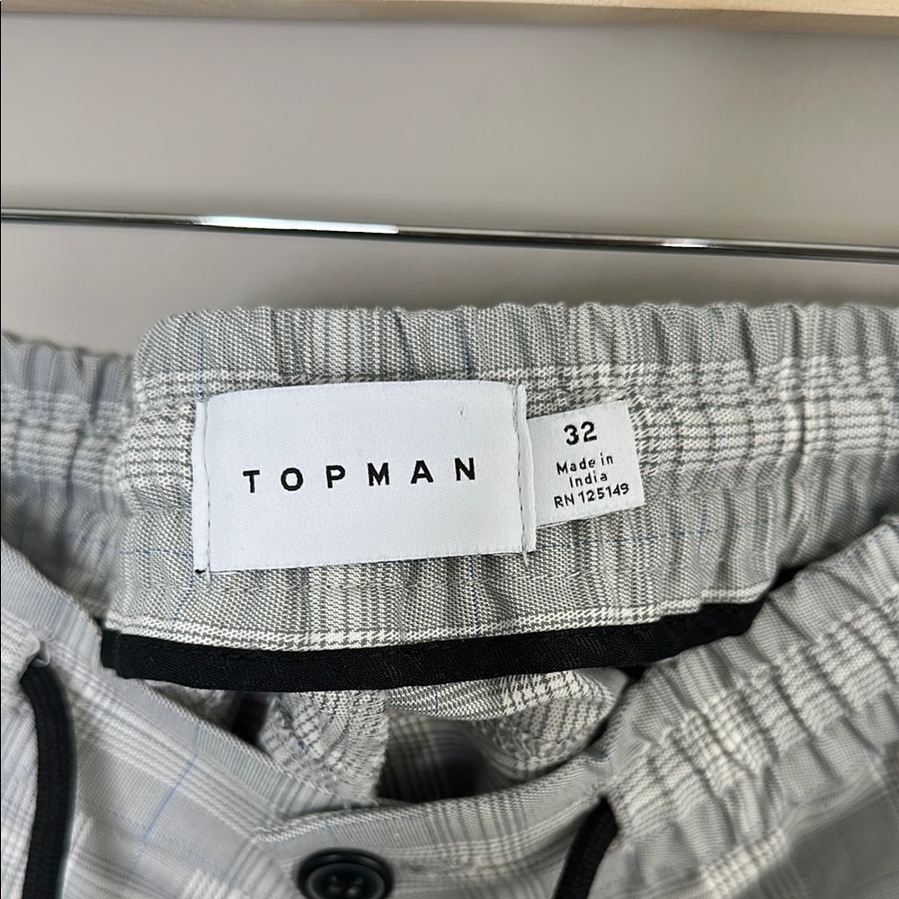 Topman Gray Plaid Drawstring Shorts - Picture 5 of 11